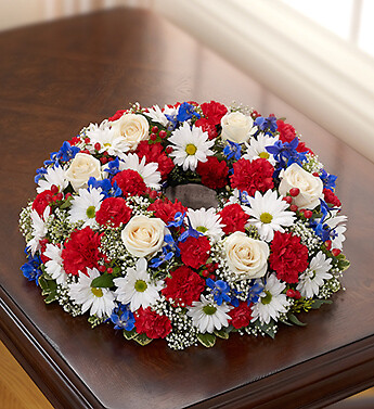 Cremation Wreath - Red, White and Blue